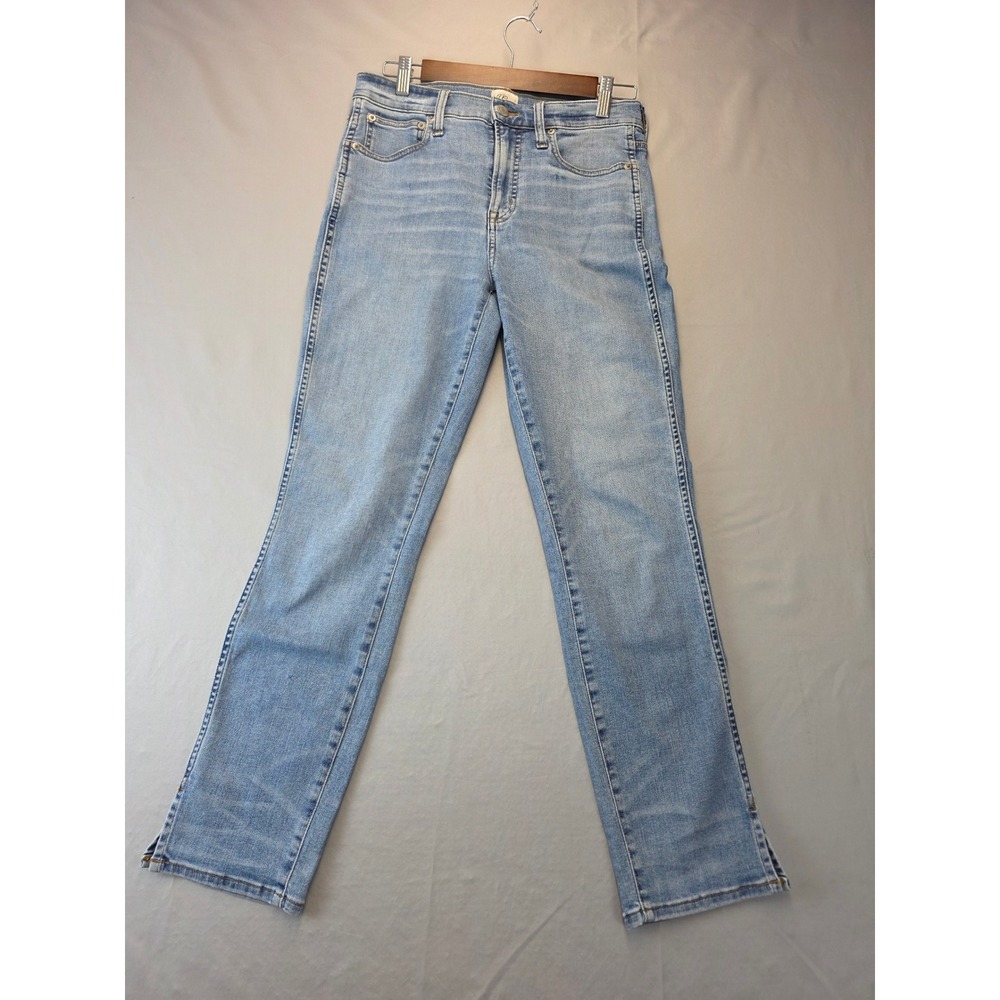J.Crew Denim Vintage Straight Jeans Light Wash High Rise Side Slit Size 28